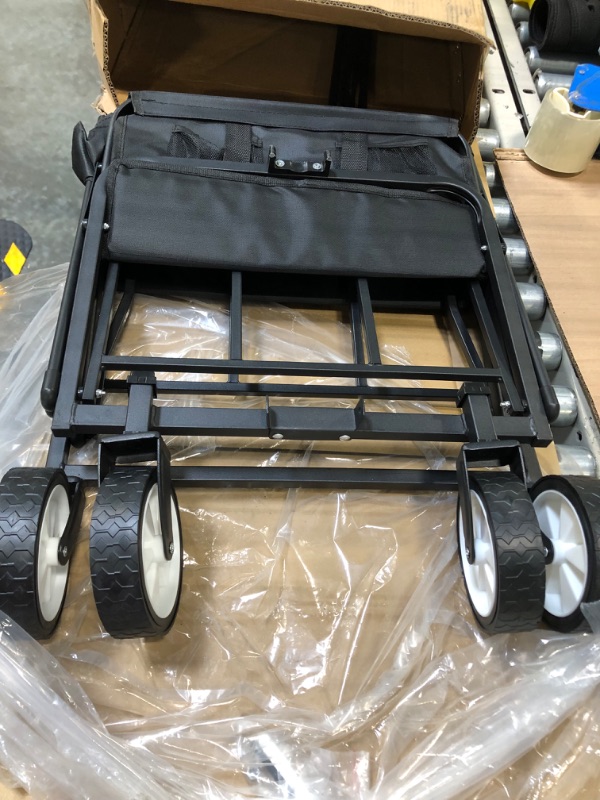 Photo 1 of ***MISSING PIECES*** 

Collapsible Folding Wagon, Outdoor Utility Wagon, Wagon Cart Heavy Duty Foldable with 360° Rotation Wheels, Utility Grocery Wagon for Camping Shopping Sports(Black)
