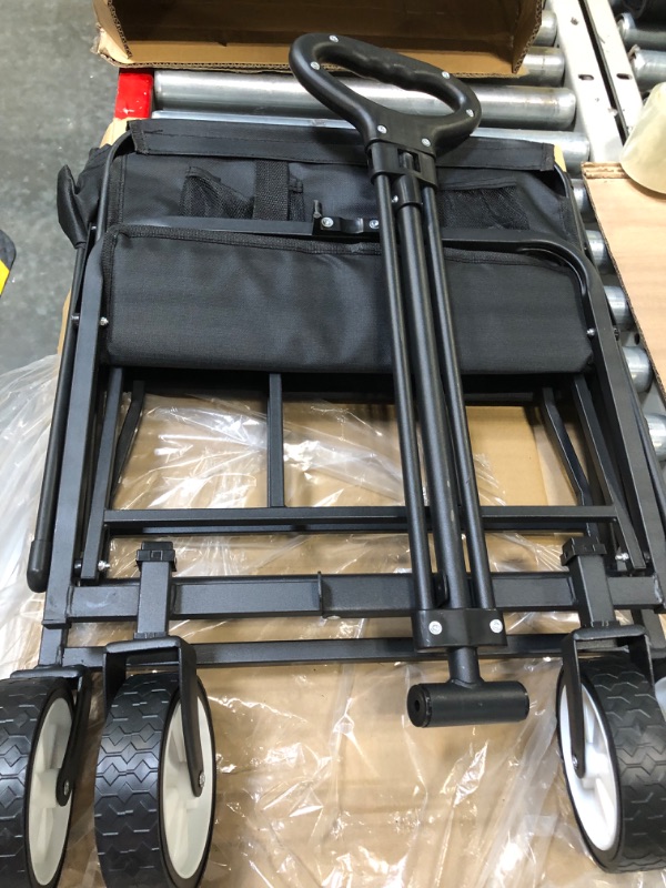 Photo 1 of ***MISSING PIECES*** 

Collapsible Folding Wagon, Outdoor Utility Wagon, Wagon Cart Heavy Duty Foldable with 360° Rotation Wheels, Utility Grocery Wagon for Camping Shopping Sports(Black)