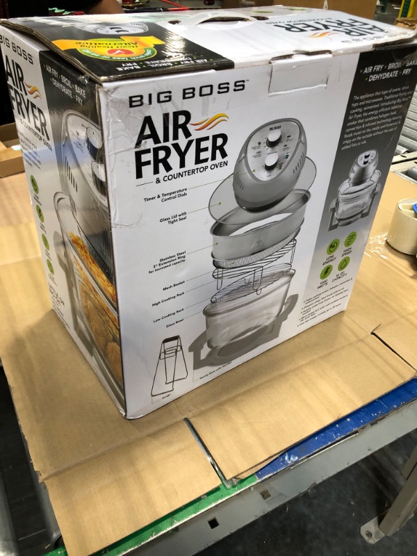 Photo 2 of **READ NOTES BEFORE PURCHASE** Big Boss Air Fryer, Super Sized 16 Quart Large Air Fryer Oven Glass Air Fryer, Infrared Convection Healthy Meal Electric Cooker with Timer, Dishwasher Safe, Plus 50+ Recipe Book Grey **SOLD FOR PARTS**