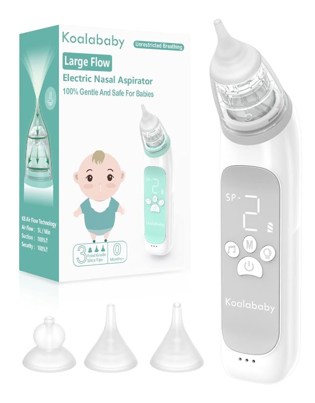 Photo 1 of Koalababy Large Flow Electric Nasal Aspirator, Newest Nose Sucker for Baby, Nose Cleaner for Toddlers with 3 Suction Levels, Soothing Music and Light****USED**** 