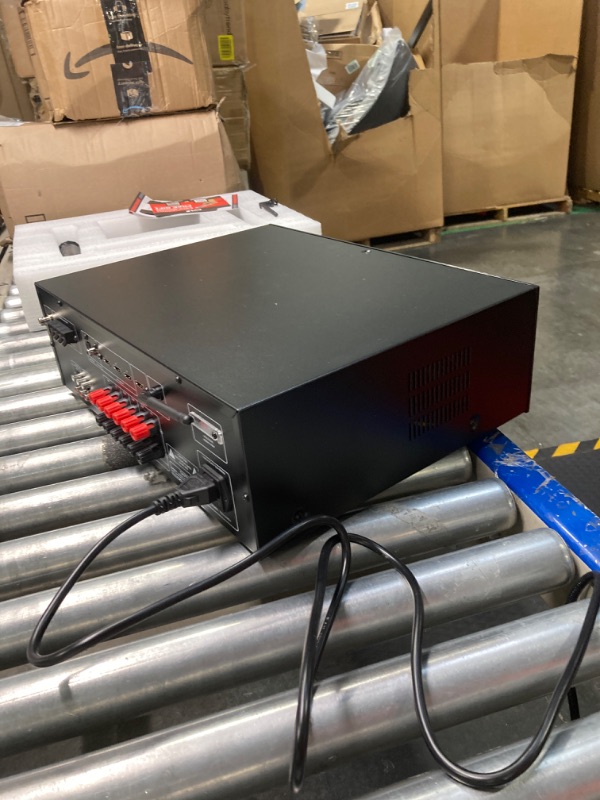 Photo 1 of 1000W Bluetooth Home Theater Karaoke Receiver - 5.2-Ch Stereo Amplifier 2 UHF Wireless Microphone Video Pass-Through Supports, MP3/USB/HDMI/AM/FM Radio - Pyle PT888BTWM , Black
***Missing remote*** 