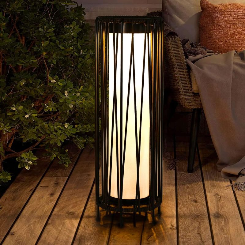 Photo 1 of **** MISSING LIGHTS*****Histoacryl Solar Floor Lamp, Ourdoor Floor Lamps for Patio Waterproof Rattan Outside Solar Lamp Decor for Porch, Yard, Garden, Deck, Lawn
