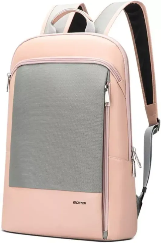 Photo 1 of BOPai 15 inch Super Slim Laptop Backpack Men Anti Theft Waterproof Backpack Light Smart Business Computer Backpack Casual Daypack Pink 15 inch Black1-15 Inch