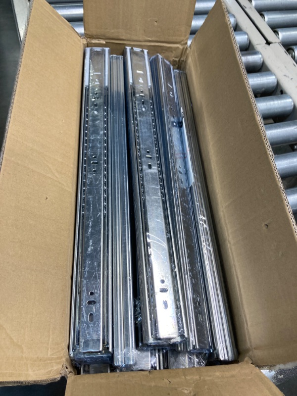 Photo 3 of 10 Pair of 20 Inch Hardware Soft Close Full Extension Side Mount Ball Bearing Sliding Drawer Slides 20 Inch-10 Pairs Zinc Plated