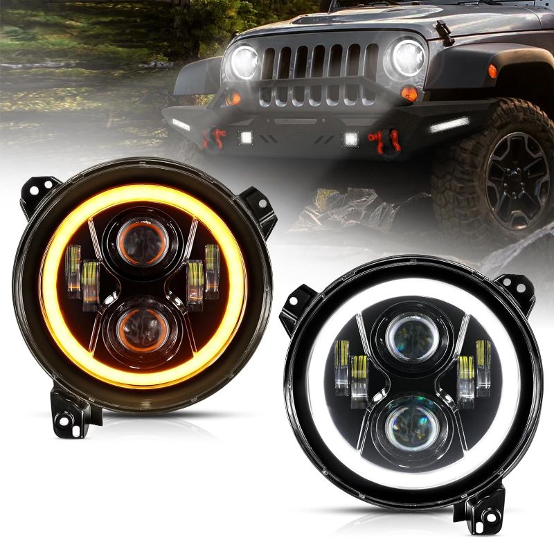 Photo 1 of Auxbeam 2023 Upgraded 9 Inch LED Headlights with Halo Ring DRL & Turn Signal, Compatible with Jeep Wrangler JL Gladiator JT 2018-2023, Anti-glare High/Low Beam Round Headlight