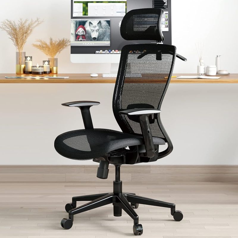 Photo 1 of FLEXISPOT Ergonomic Office Chair High Back Mesh Swivel Computer Chair Home Office Desk Chairs with Wheels Lumbar Support Deep Black