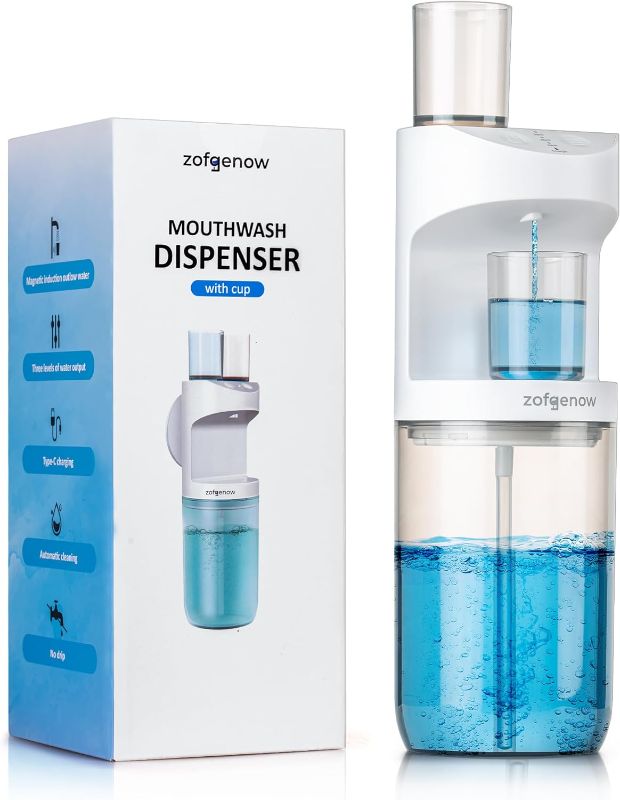 Photo 1 of Automatic Mouthwash Dispenser for Bathroom,Bathroom Accessories 19.4 Fl Oz Dispensers with Magnetic Cups,Gift for Mom, Wall Mounted Dispenser,Suitable for All Age Groups,White