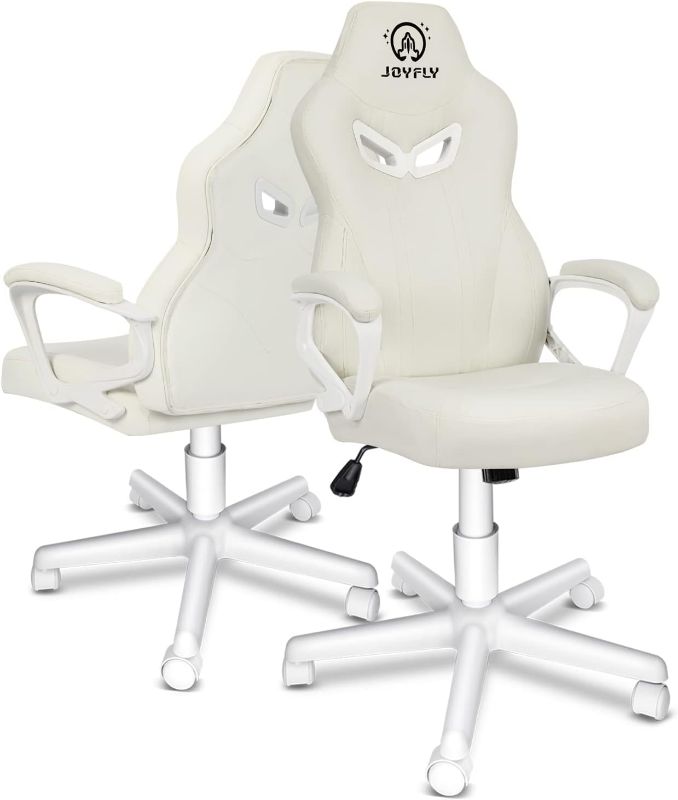 Photo 1 of White Gaming Chair, Gaming Chair for Girls Teens, Kawaii Gaming Chair Ergonomic PC Office Chair with Dirt-Resistant Leather(White)