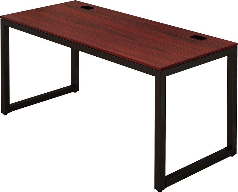 Photo 1 of SHW Home Office 55-Inch Large Computer Desk, 24" Deep, Black/Cherry