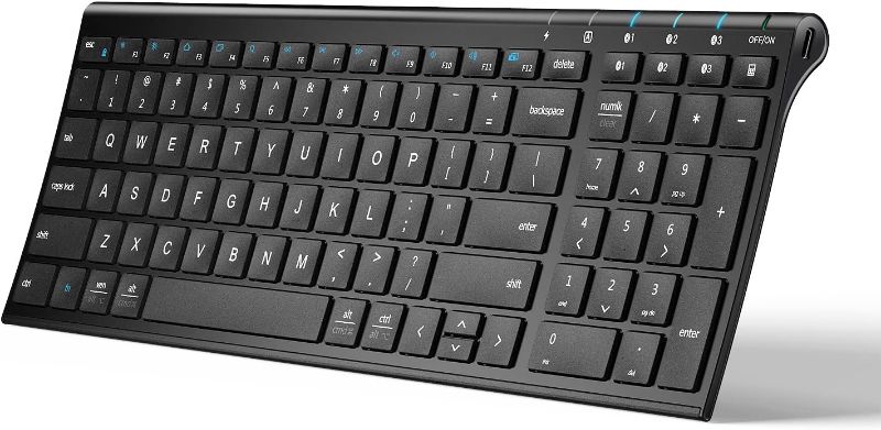Photo 1 of iClever BK10 Bluetooth Keyboard, Wireless Bluetooth Keyboard, Rechargeable Bluetooth 5.1 Multi Device Keyboard with Number Pad Full Size Stable Connection for Mac, Windows, iOS, Android, Laptop