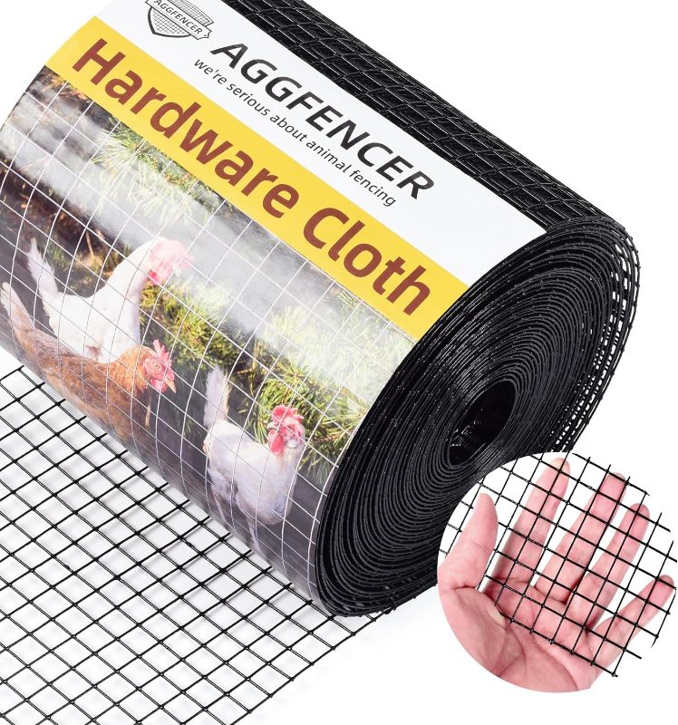 Photo 1 of 8in x 50ft Black Hardware Cloth 1/2inch 19Ga PVC Coated Wire Mesh Vinyl Coated Fence, Welded Metal Chicken Wire Fencing Roll, Garden Plant Fencing, for Chicken Coop and Home Improvement