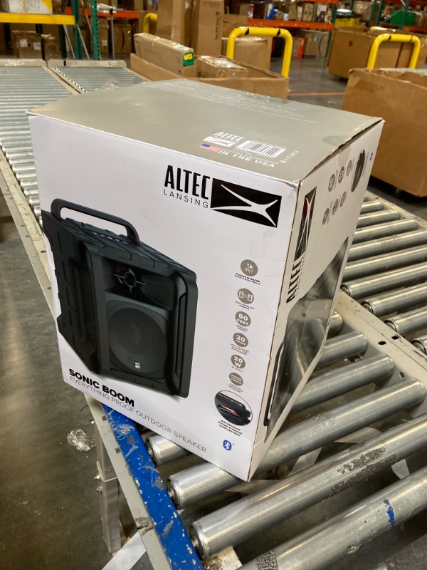 Photo 2 of Altec Lansing Sonic Boom - Waterproof Bluetooth Speaker with Phone Charger, IP67 Outdoor Speaker, 3 USB Charging Ports, 50 Foot Range & 20 Hours Battery Life
***Used, but in good condition and functional*** 