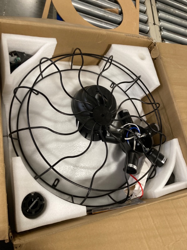 Photo 1 of DuMaiWay 48" Retractable Ceiling Fans with Lights, Fandelier Industrial Caged Ceiling Fan with Remote Controller Vintage Style for Farmhouse/Living Room/Bedroom/Restaurant 5 Lights 4 Fan Blades A-48
