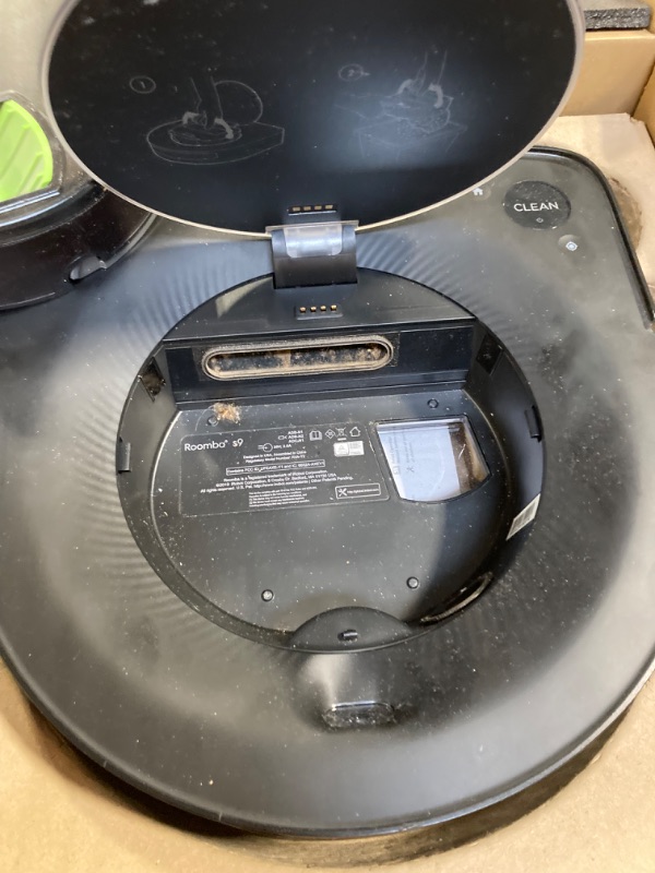 Photo 5 of ***Used, but in fair condition (dirty) and functional (unable to test the vacuum, docking station is functional)****iRobot Roomba s9+ (9550) Robot Vacuum with Automatic Dirt Disposal- Empties itself, Wi-Fi Connected, Smart Mapping, Powerful Suction, Corne