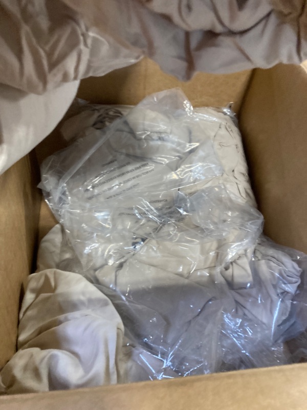 Photo 4 of **NEEDS CLEANED** **USED** BEDSURE King Size Comforter Set - Bedding Set King 7 Pieces, Pintuck Bed in a Bag Beige Bed Set with Comforters, Sheets & Skirt, Pillowcases & Shams King Beige