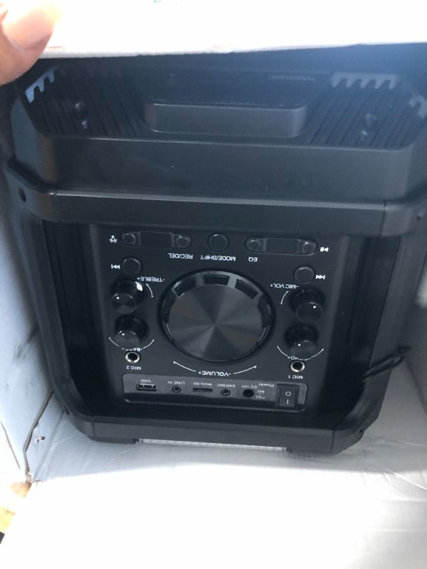 Photo 1 of Pyle Portable 500W PA Speaker System - Outdoor Wireless Bluetooth Compatible Battery Powered Rechargeable Karaoke Sound Speaker Microphone Set w MP3 USB FM Radio AUX DJ LED Lights
***Microphone is damaged*** 