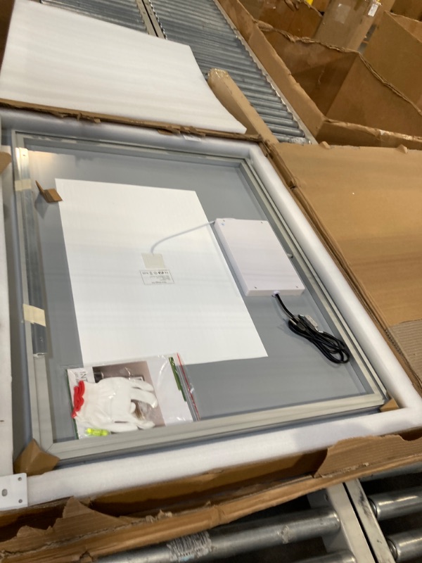 Photo 1 of Moonee 40 x 32 Inch LED Backlit Mirror Bathroom,3 Colors LED Mirror for Bathroom,Dimmable Anti Fog Bathroom Mirror with Led Lights for Bathroom Decor(Horizontal/Vertical) Backlit 40x32