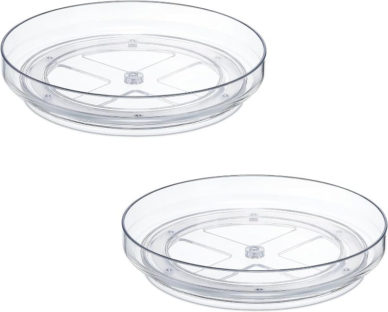 Photo 1 of 2 Pack, 10 Inch Clear Non-Skid Lazy Susan Organizers - Turntable Rack for Kitchen Cabinet, Pantry Organization and Storage, Fridge, Bathroom Closet, Vanity Countertop Makeup Organizing, Spice Rack
