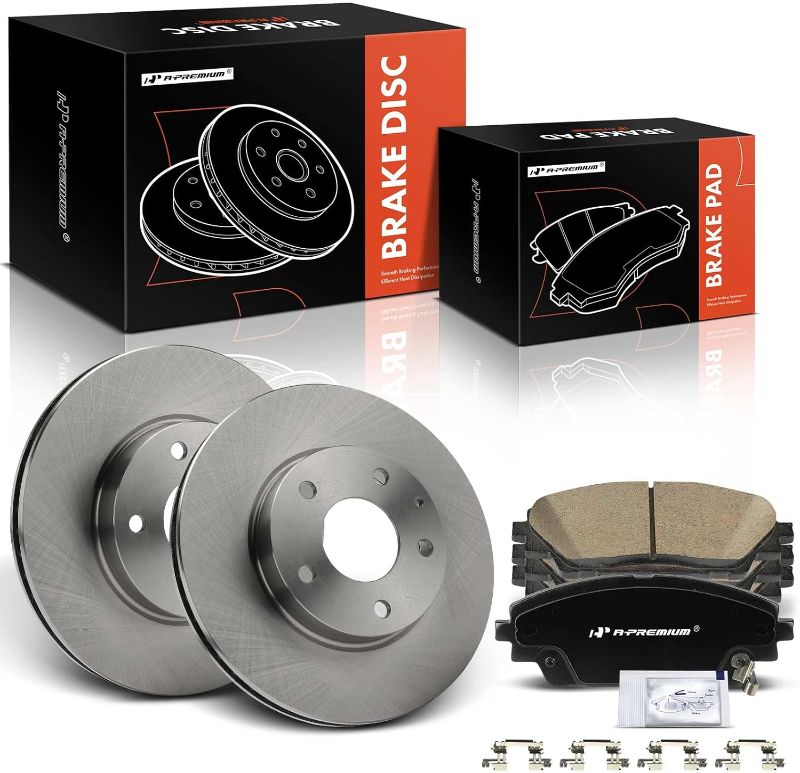 Photo 1 of A-Premium 11.01 inch (279.8mm) Front Vented Disc Brake Rotors + Ceramic Pads Kit Compatible with Select Mazda Models - 3 2014-2018, CX-3 CX3 2016-2020, 6-PC Set