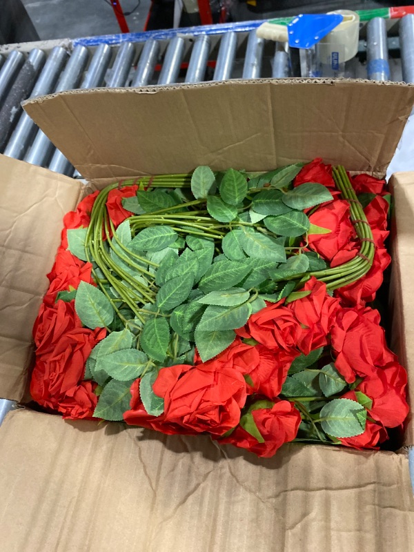 Photo 1 of Artificial Roses in Bulk, Fake Silk Roses Realistic Red Roses for Wedding Centerpieces Flower Arrangement Valentine's Day Home Decor 