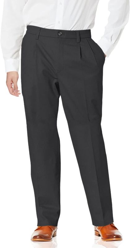 Photo 1 of Dockers Men's Relaxed Fit Signature Khaki Lux Cotton Stretch Pants-Pleated 40W x 30L Steelhead