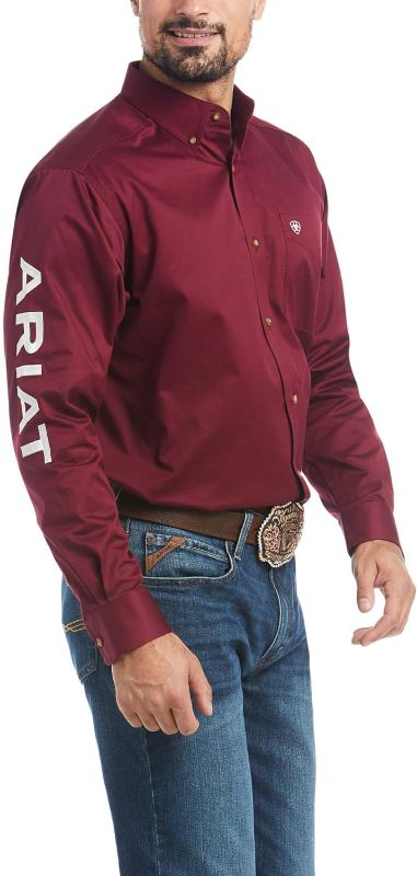 Photo 1 of ARIAT Men's Team Logo Twill Classic Fit Shirt Large Burgundy/White