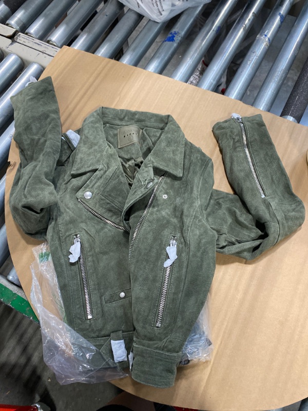 Photo 3 of [BLANKNYC] womens Luxury Clothing Cropped Suede Leather Motorcycle Jackets, Comfortable & Stylish Coats Large Herb