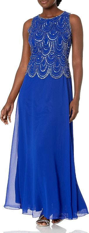 Photo 1 of J Kara Women's One Size Scallop Beaded Pop Over Gown 6 Roya/Mercury