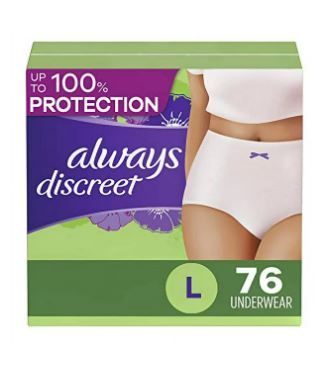 Photo 1 of Always Discreet Adult Incontinence Underwear for Women and Postpartum Underwear, up to 100% Bladder Leak Protection, Large, 76 Count