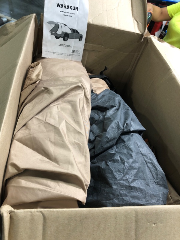 Photo 2 of **VERY USED** WASAGUN Truck Bed Tents with Removable Awing, PU2000mm Waterproof 2 Person Pickup Truck Tents Truck Bed for Camping Outdoor Travel, Khaki, 6.4 ft - 6.7 ft