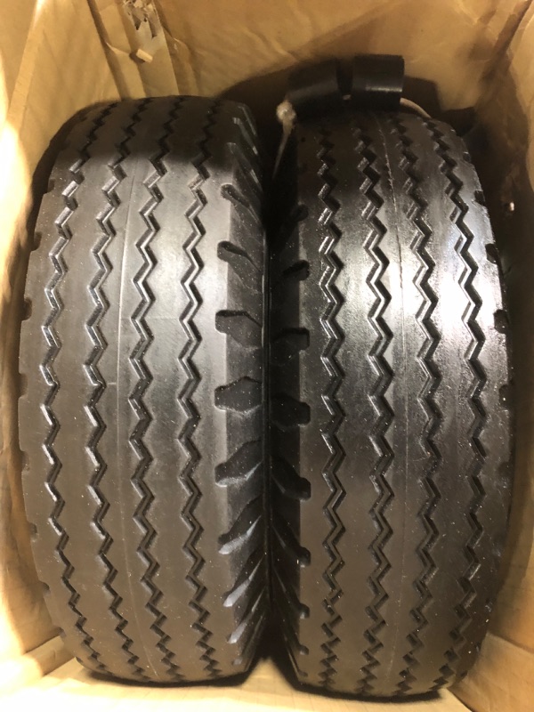 Photo 2 of 2-Pack 4.10/3.50-6" Flat Free Tire with Rim,13" Hand Truck Utility Universal Wheels, 3" Centered Hub with 5/8" Ball Bearings,w/Grease Fitting,410/350-6",410/350x6
