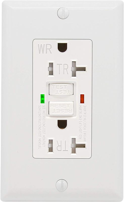 Photo 1 of ANKO GFCI Outlet 20 Amp, UL Listed, LED Indicator, Tamper-Resistant, Weather Resistant Receptacle Indoor or Outdoor Use with Decor Wall Plates and Screws
