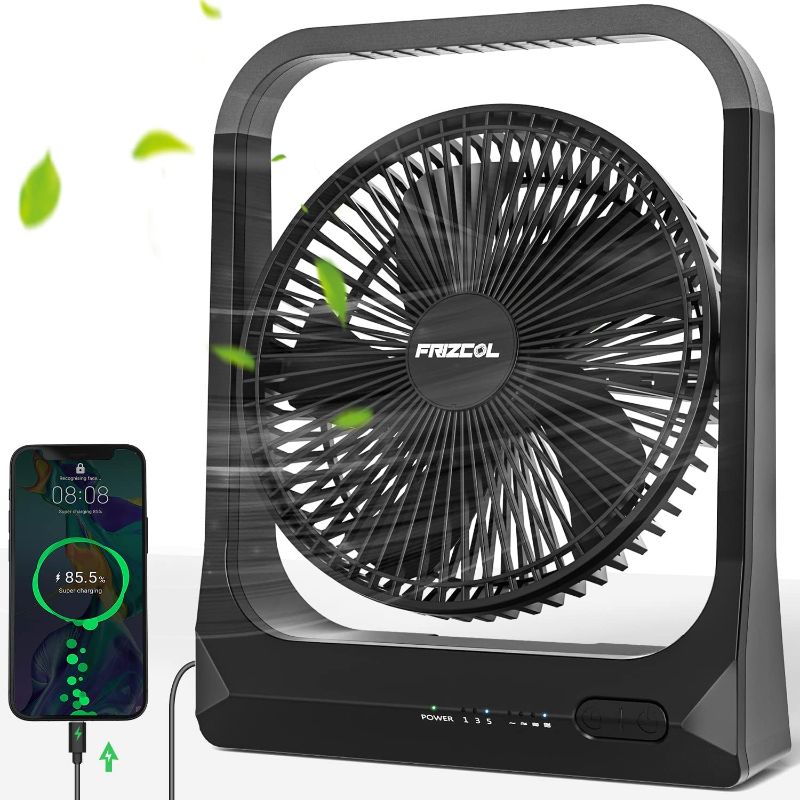 Photo 1 of FRIZCOL Portable Fan Rechargeable - 10400mAh Battery Operated Fan(28Hrs work time) Personal USB Desk Powered use for Bedroom, Desk, Table, Office, Camping and Outdoor
