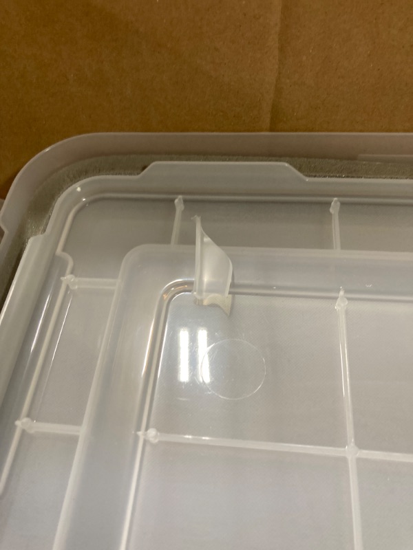 Photo 1 of **MISSING 1*** IRIS USA 32 Quart WEATHERPRO Letter Size Portable File Box, Plastic Storage Container with Durable Lid and Seal and Secure Latching Buckles, Weathertight, Clear with Black Buckles, 4 Pack 32 Qt - 4 Pack