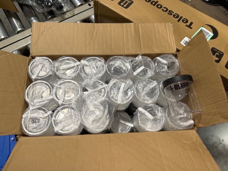 Photo 1 of 36PCS 8OZ Plastic Jars with Screw On Lids, Pen and Labels Refillable Empty Round Slime Cosmetics Containers for Storing Dry Food, Makeup, Slime, Honey Jam, Cream, Butter, Lotion (Black)
