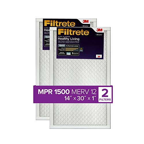 Photo 1 of Filtrete 14x30x1, AC Furnace Air Filter, MPR 1500, Healthy Living Ultra Allergen, 2-Pack (exact Dimensions 13.81 X 29.81 X 0.78)
