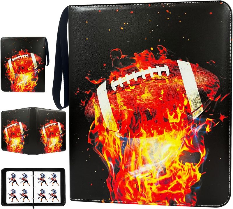 Photo 1 of Football Card Binder with Sleeves 400 Pockets, Card Binder 4 Pockets, Collectible Football Card Albums, Trading Holder Card Binder for Sports Cards, Portable Card Binder with 50 Removable Sleeves
