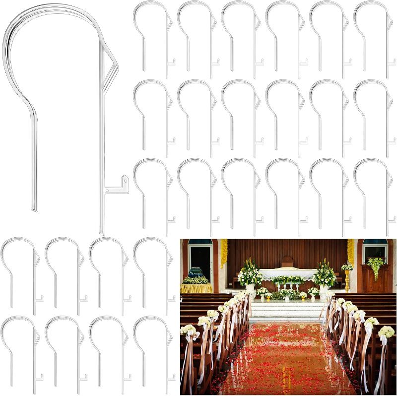 Photo 1 of Vercraft 36 Pcs Wedding Church Pew Clips Bulk Heavy Duty Plastic Hooks Clear Chair Wreath Hanger Pew Flower Holders for Wedding Ceremony Church Aisle Chair Table Bow Garland Decorations
