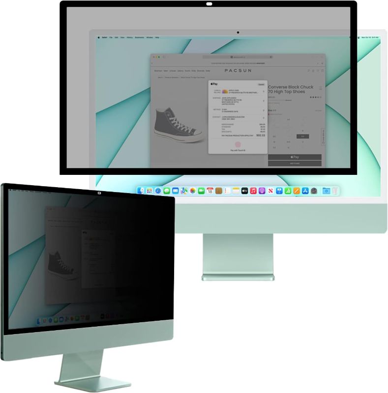 Photo 1 of BERSEM Fully Removable Privacy Screen Protector Compatible with iMac 24 inch 2021 Monitor Privacy Screen for Apple Desktop Computer, Anti-Scratch UV-Blocking Privacy Screen Protector Filter