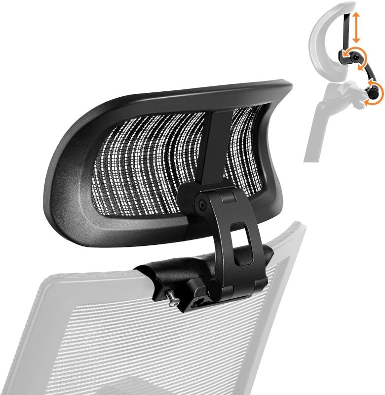 Photo 1 of The Office Chair headrest Attachment, can Adjust Height, inclination, and Distance Between. The mesh headrest is Suitable for Ergonomic Office Chairs?Please Confirm The Size Before Purchase
