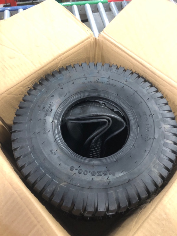 Photo 1 of (2-Set) AR-PRO 4.80/4.00-8" Tire and Inner Tube Set - Universal Replacement Tires and Inner Tubes with 15.5" Outer Tire Diameter and 4.80" Tire Width - Fits on Dollies, Trolleys, Wagons, and More