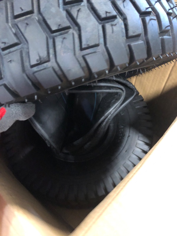 Photo 4 of (2-Set) AR-PRO 4.80/4.00-8" Tire and Inner Tube Set - Universal Replacement Tires and Inner Tubes with 15.5" Outer Tire Diameter and 4.80" Tire Width - Fits on Dollies, Trolleys, Wagons, and More