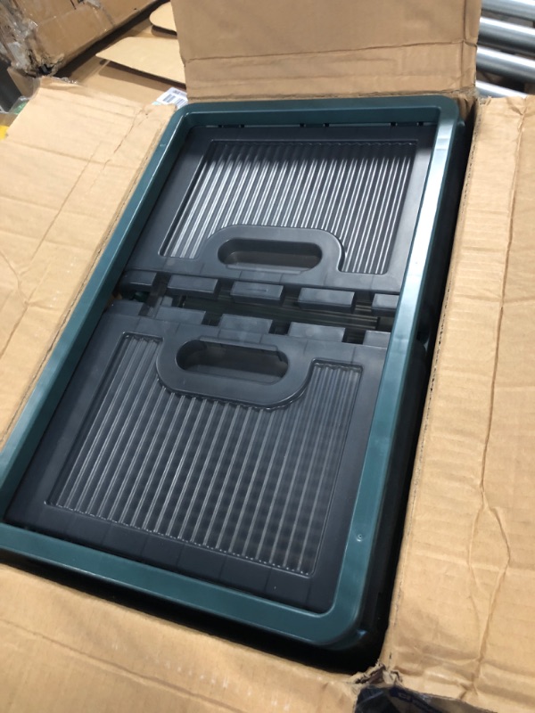 Photo 1 of Sineda 3 Pack Storage Bins with Lids - 8.4 Gallon Collapsible Storage Bins with Wheels and Door, Stackable Storage Bins for Clothing, Blankets, Books, Bedding and Toys.(8.4Gal - 3Pack, Green) 8.4Gal - 3Pack Green