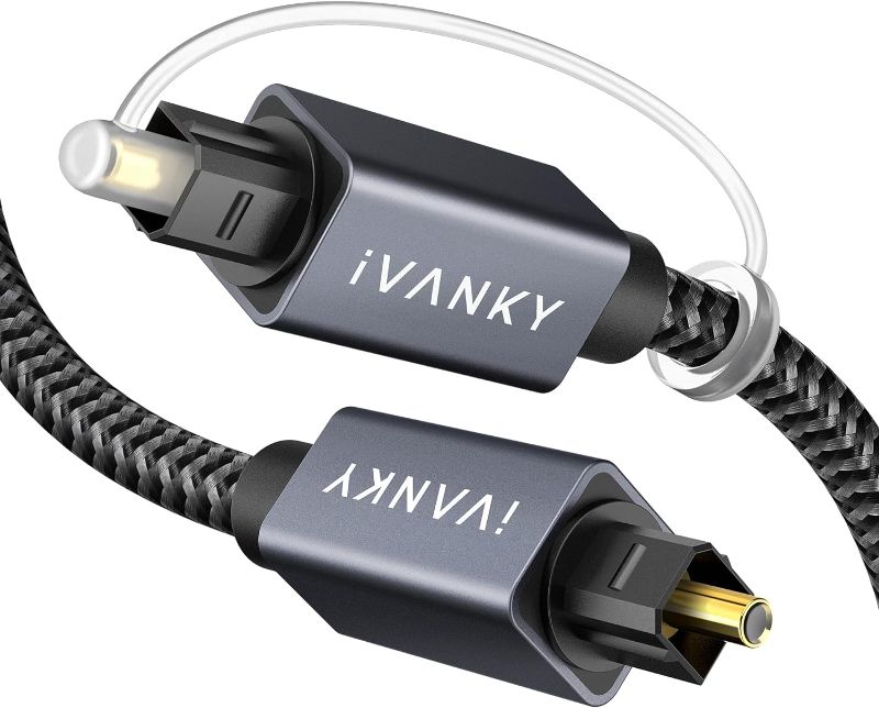 Photo 1 of IVANKY Optical Audio Cable 10ft/3M, Slim Braided Fiber Audio Cable, Digital Optic Cord,Toslink Cable, Aluminum Shell, Gold-Plated for Sound Bar, TV, PS4, Xbox, Samsung, Vizio - CL3 Rated
