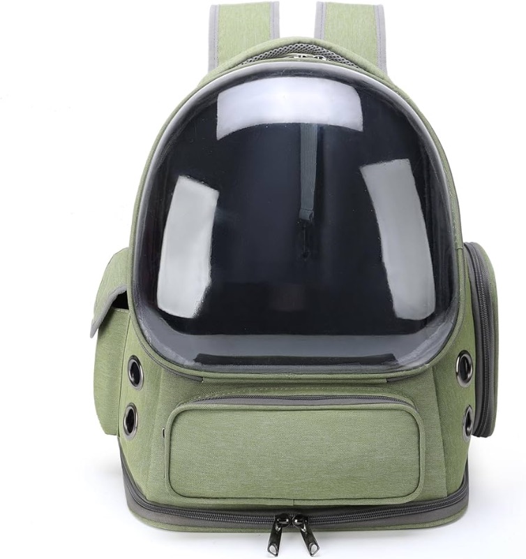 Photo 1 of  Cat Backpack Carrier for Cats and Small Dogs, Breathable Cat Bubble Backpack, Airline Approved Pet Travel Carrier for Hiking Camping & Outdoor(Green) 1
