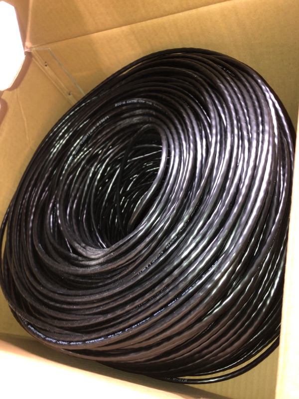 Photo 3 of Bulk Cat5e Cable 1000ft 24AWG Solid 4 Pair Cat5e Ethernet Cable, Unshielded Twisted Pair UTP 350MHz Internet Cable, Pull Box - Black 1000 ft Black