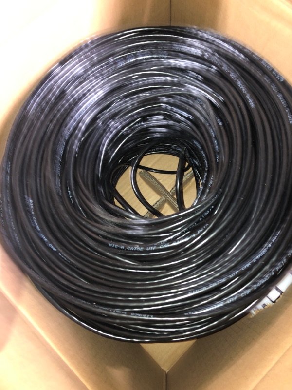 Photo 4 of Bulk Cat5e Cable 1000ft 24AWG Solid 4 Pair Cat5e Ethernet Cable, Unshielded Twisted Pair UTP 350MHz Internet Cable, Pull Box - Black 1000 ft Black