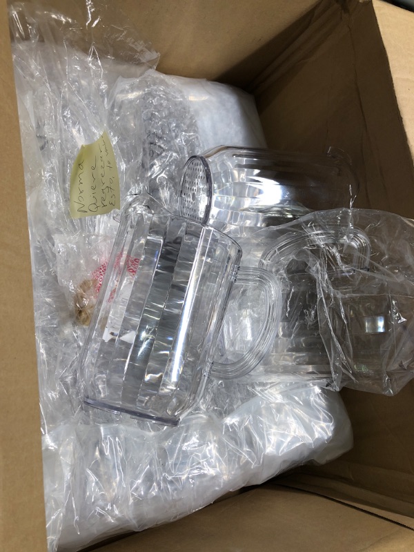 Photo 4 of 12 Pcs Plastic Pitchers 60 Ounce Clear Restaurant Pitcher Jug Large Water Pitcher Carafe Serve Milk Tea Juice Drink for Parties Container Dispenser Beer Jar