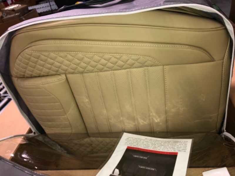 Photo 1 of HAITOUR Full Coverage Leather Car Seat Covers Full Set Universal Fit for Most Cars Sedans Trucks SUVs with Waterproof Leatherette in Automotive Seat Cover Accessories (Beige) Beige Full Set