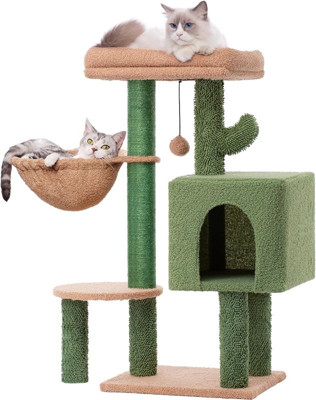 Photo 1 of 
MeowSir Cactus Cat Tree 34 Inches Cute Cat Tower with Padded Top Perch, Comfy Hammock, Private Condo, Fully Scratching Post and Dangling Bell Ball for...